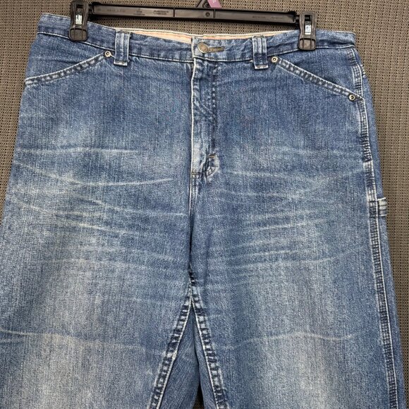 Vintage Lee Womens Size 14 Medium Blue Bermuda Carpenter capris Denim Casual - Picture 11 of 11